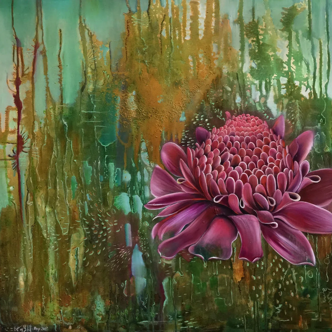 Botanical Whisper 2, oil on canvas, 90cm x 90cm, 2017