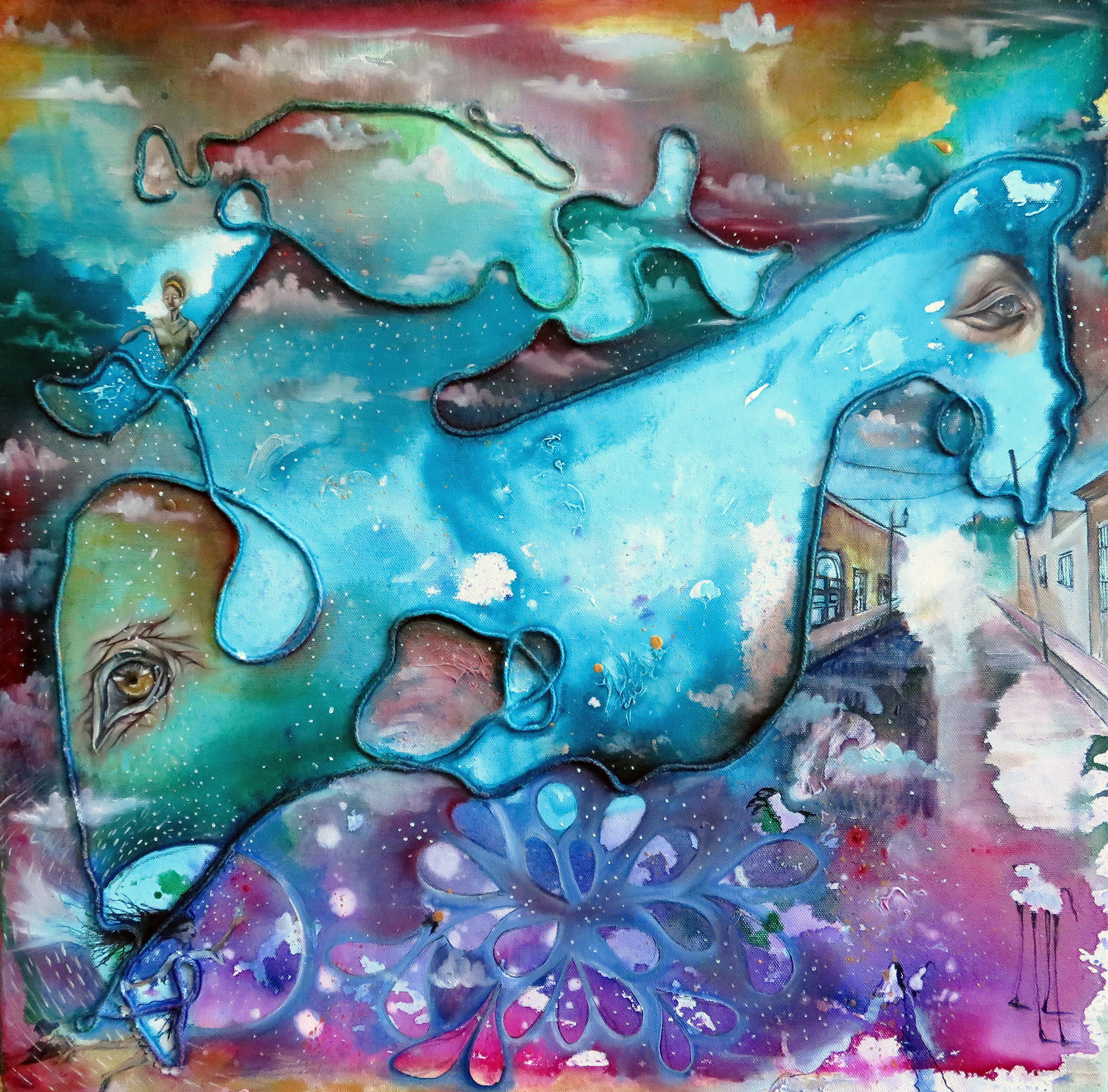 Distant sight, mixed media, 60cm x 60 cm, 2017