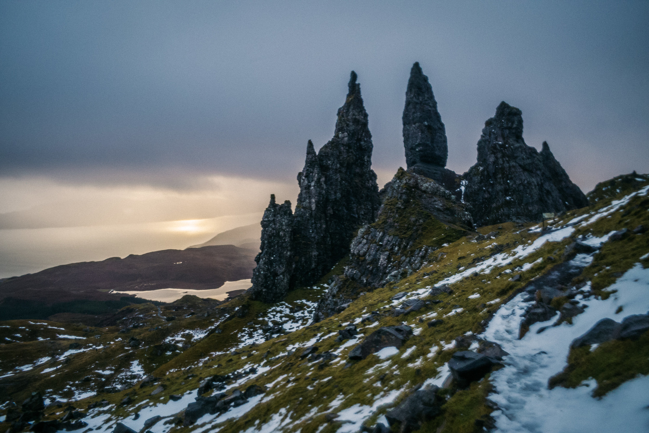  Where we hiked up to watch the sunrise over Old Man of Storr .. 