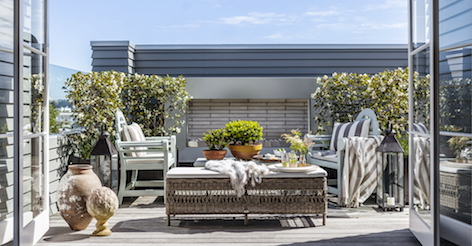 Pacific Ocean Suite roof terrace and outdoor fireplace