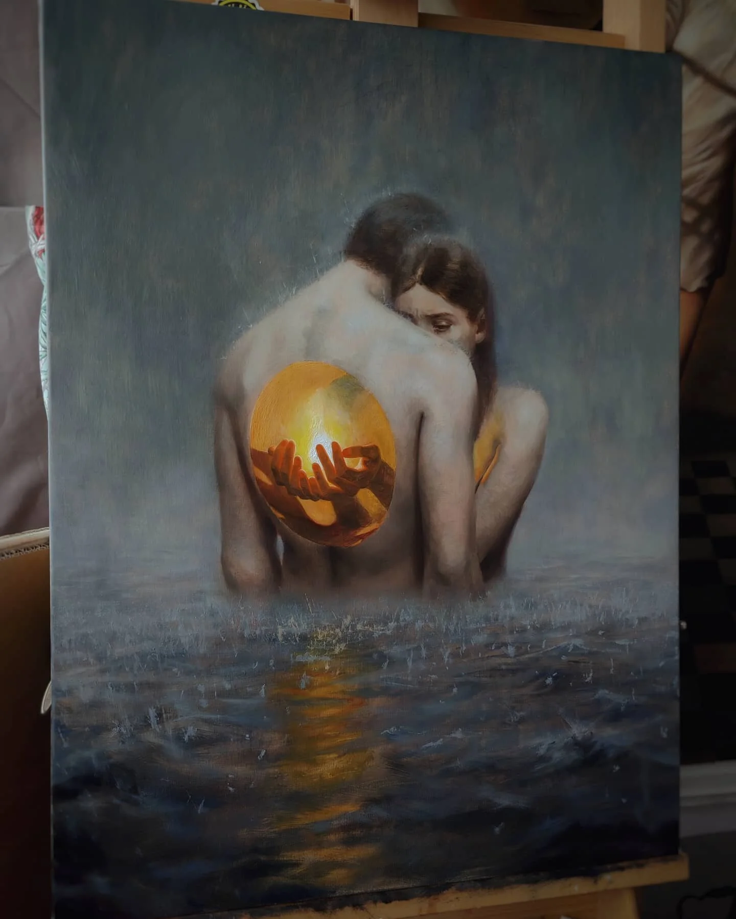 First work in progress shot of the oil version of a previous watercolor sketch. This one means a lot to me, can't wait to keep developing it