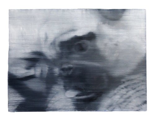 pug painting gerhard richter style black and white