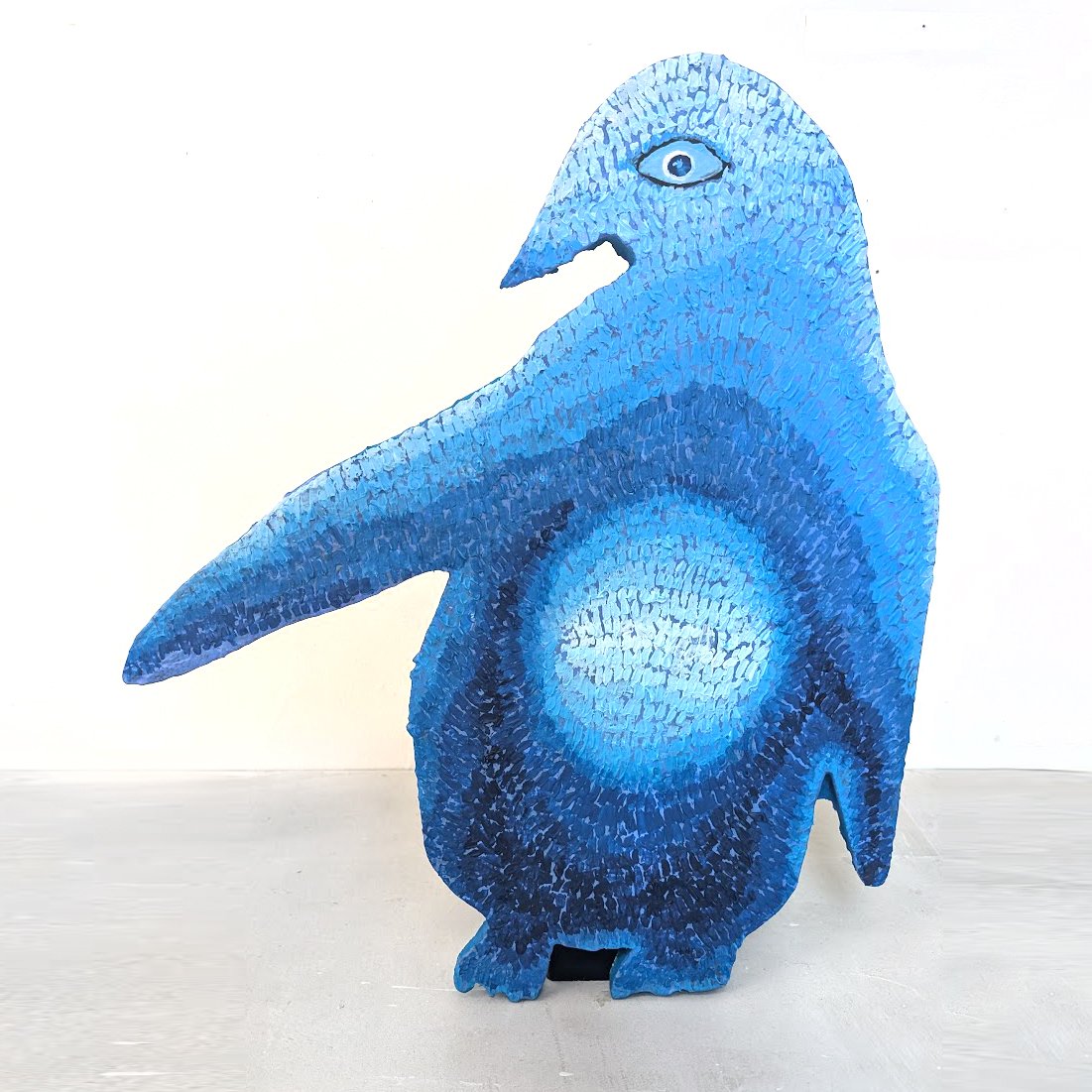 Mystic Aquarium Penguin Painting / Sculpture: Acrylic on Plywood 24"x20"x1.5", 2024