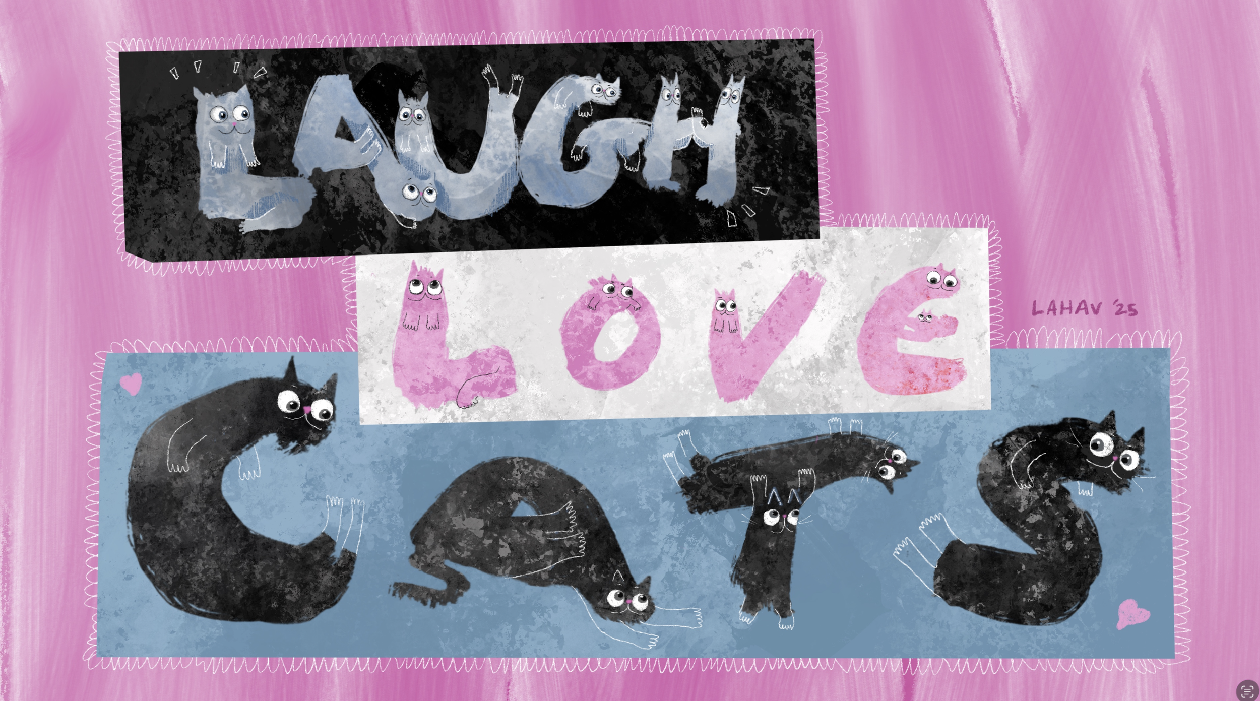CAT-live-laugh-love-cats-kids-room-ILLUSTRATION-DRAWING-ART-PRINT