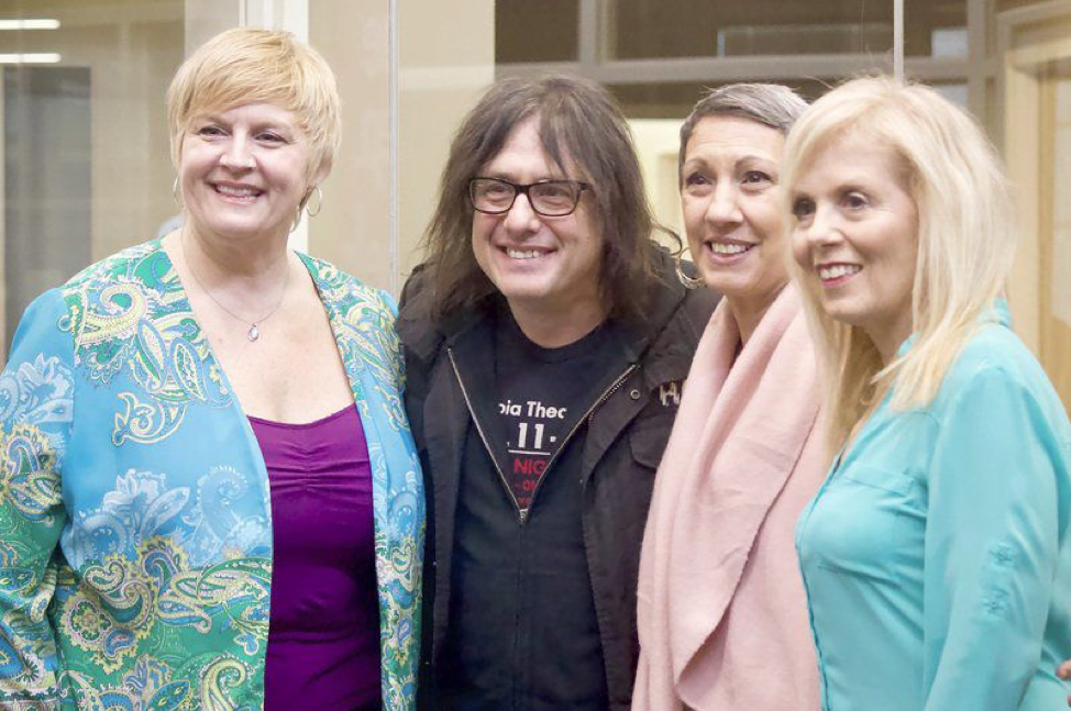 From left are Sheila Connors, music therapist working with Nurse ‘n Blues, Music is Art founder and Goo Goo Dolls member Robby Takac, WNY Blues Society Board President Adrienne Thompson and Nurse ‘n Blues Founder Patti Parks. 