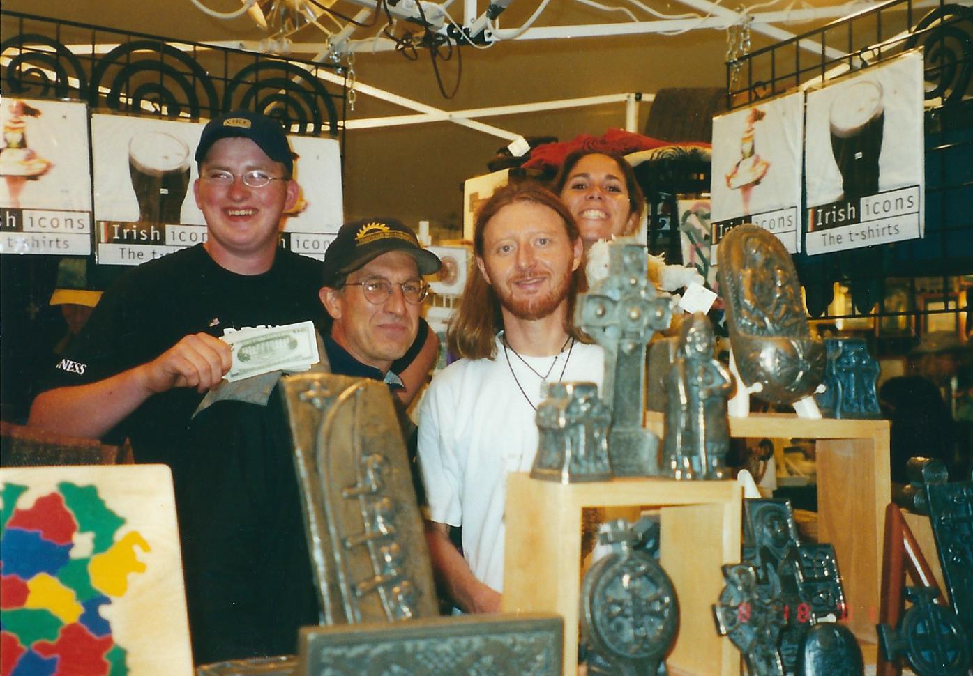 Our first time at the Milwaukee Irish Festival in 2000, the largest of its kind in the world. This will be our 18th consecutive year participating! (L to R: Bryan Gallagher-cousin, Tom Kenny-friend, Me, Meredith)