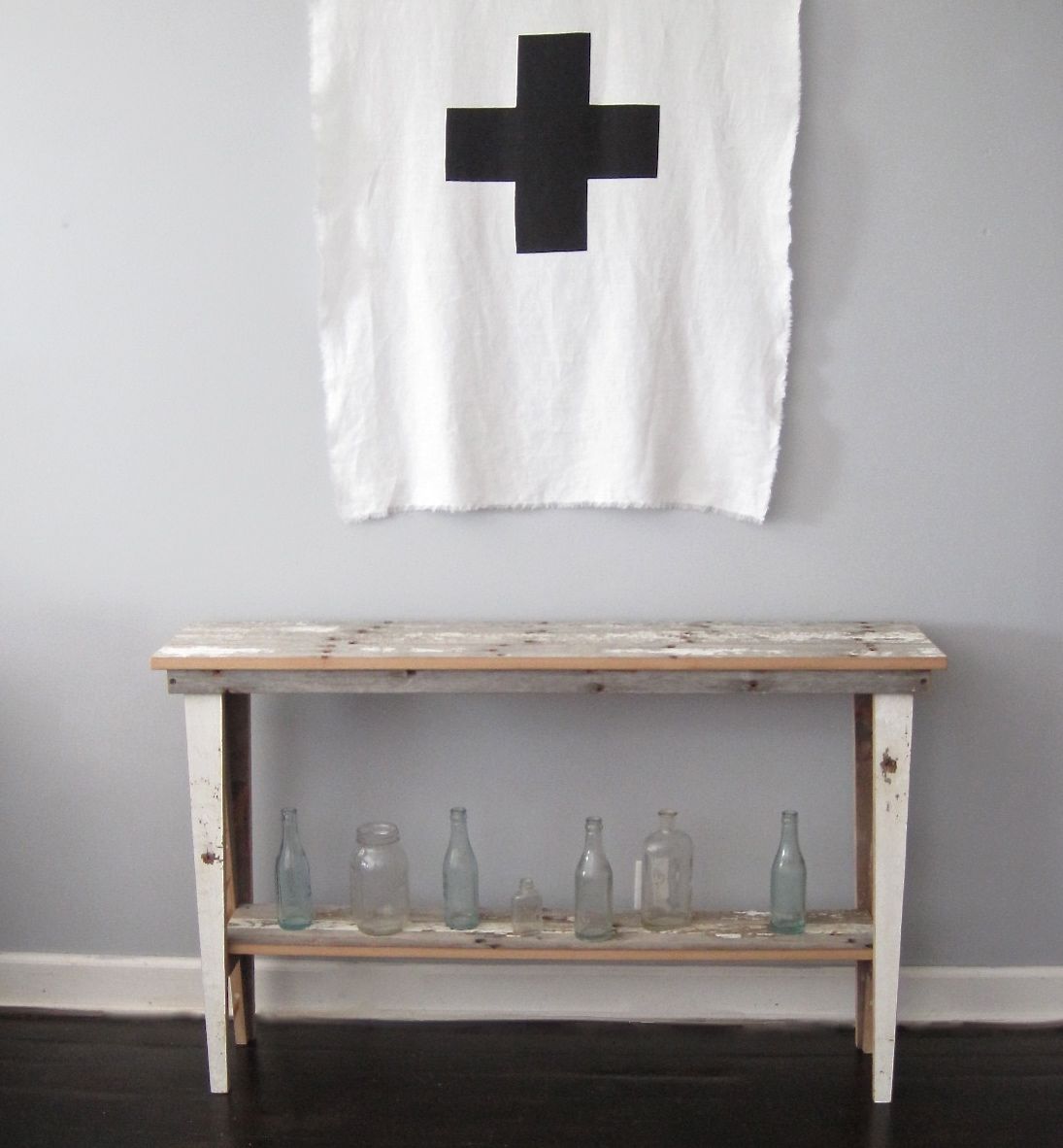 Console table from reclaimed barn wood