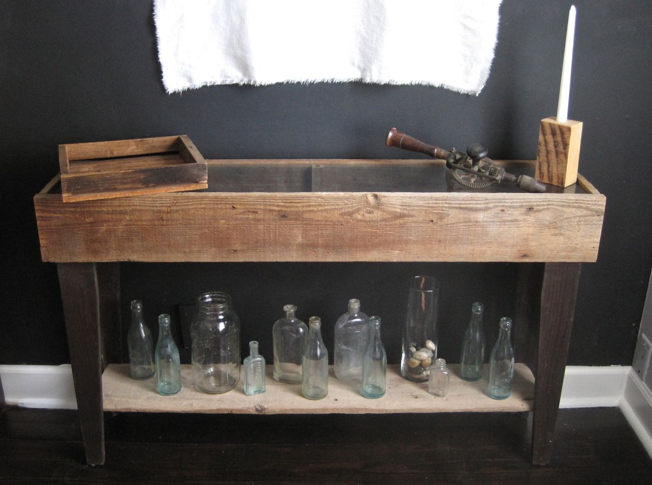 Console table with glass topped display