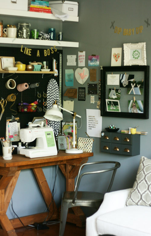 So much goodness and inspiration crammed into a small space - including the custom desk made by my talented hubby