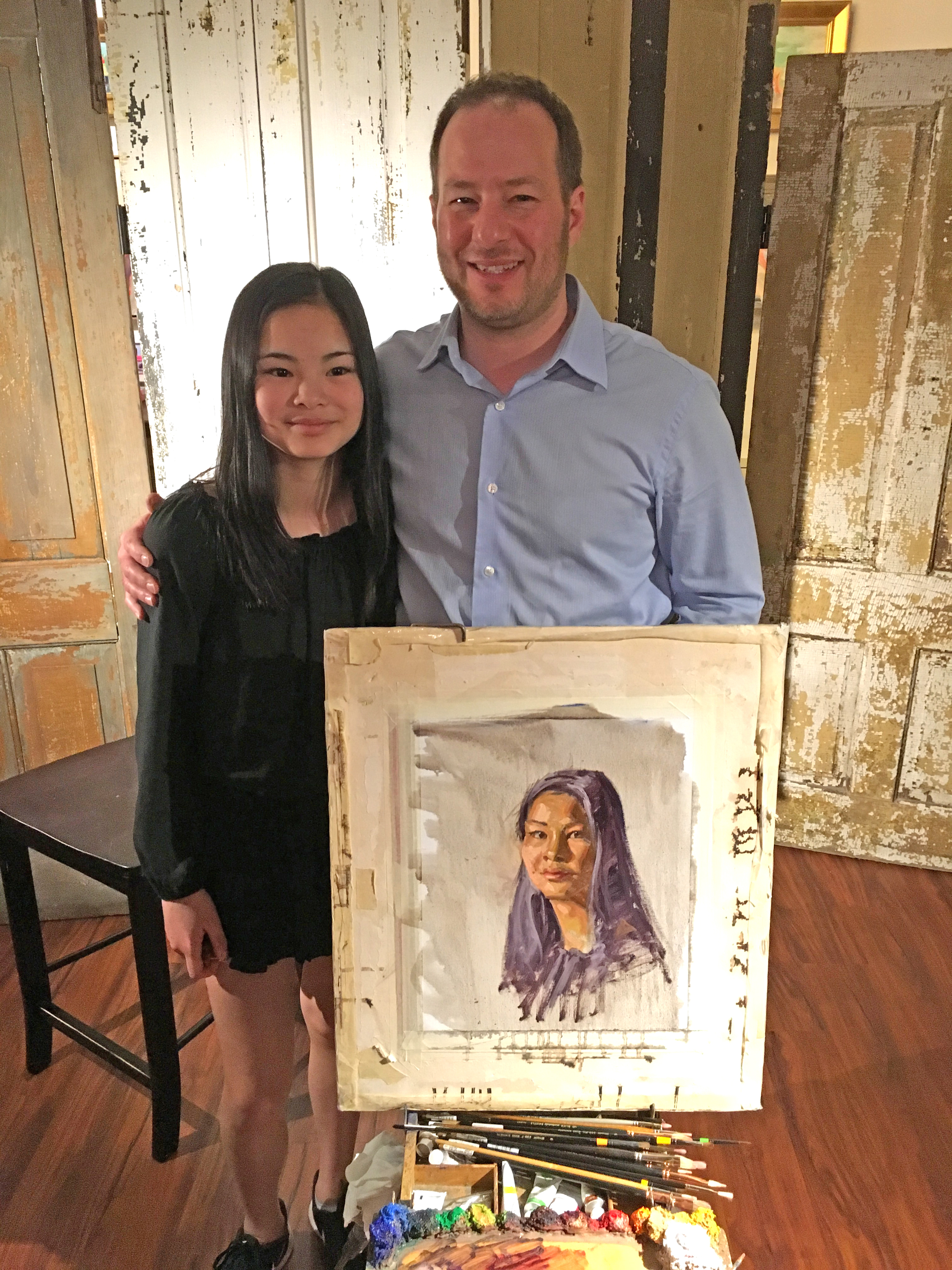 Lilah, David and the finished piece.