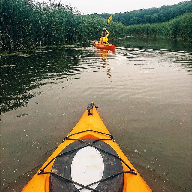 Had the best start to the day with a surprise paddling excursion at @baycreekpaddling! My wife did it as a surprise belated Birthday present. So many cat tails, lily pads, dragon flys, and swans. Our kayaks added a nice pop of color on a moody overca