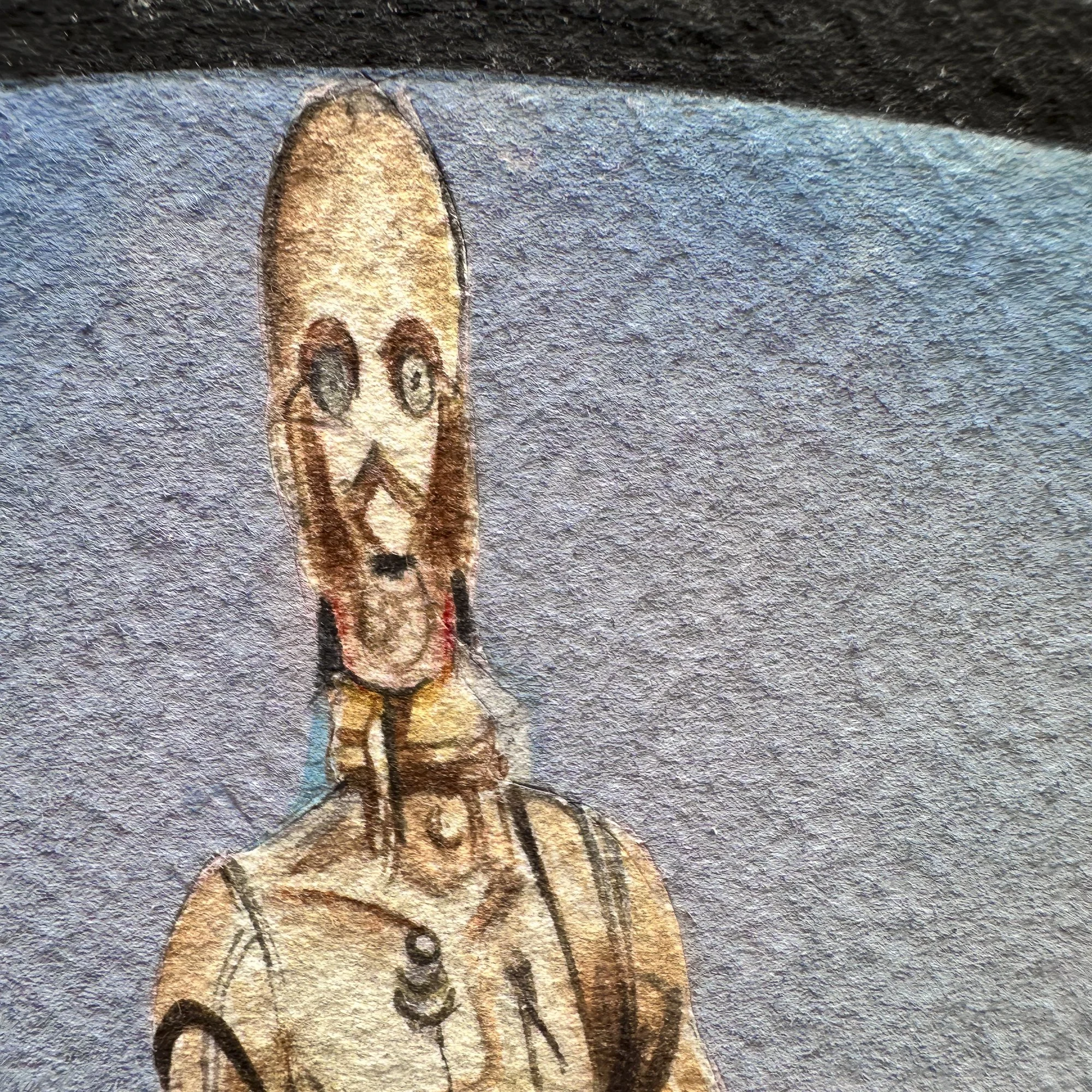 Panopticopias #10, 2025 · Detail · Watercolor on paper · C-3PO