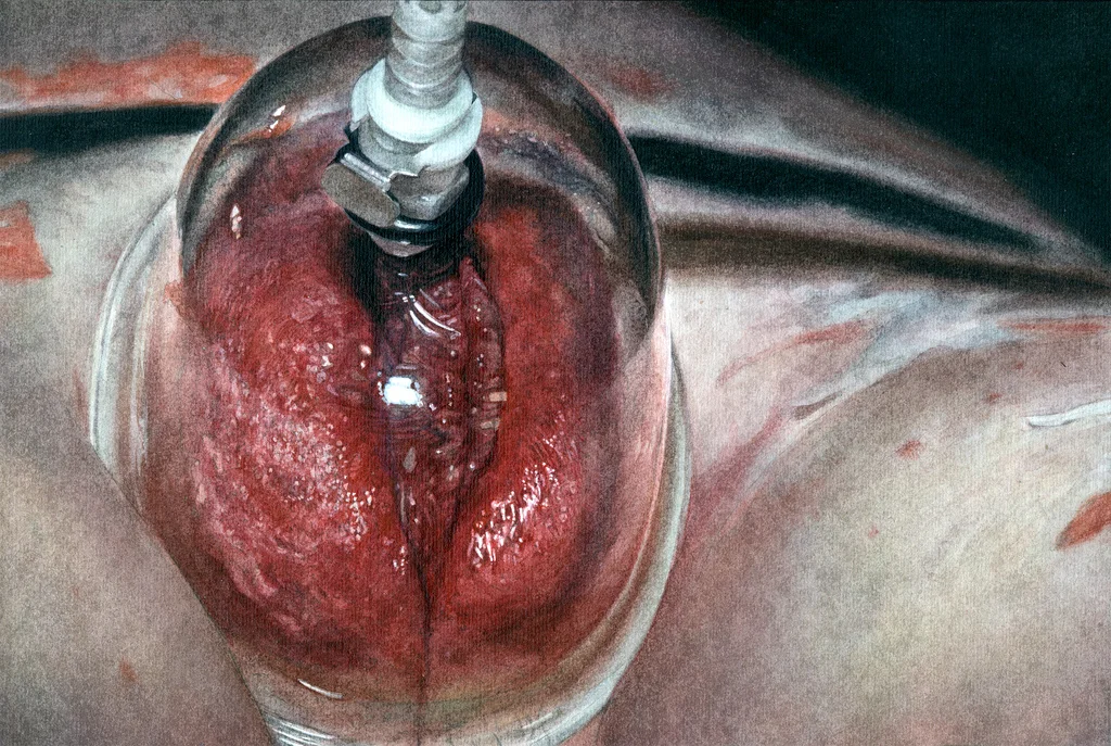    Pussy pump device / Bomba de succion vaginal     2013 &nbsp;Acuarela sobre papel, 40 x 35 cms 