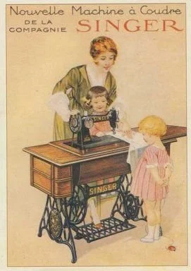 Singer · Historical advertising reference: sewing, domestic work and family life. Artist’s research archive.