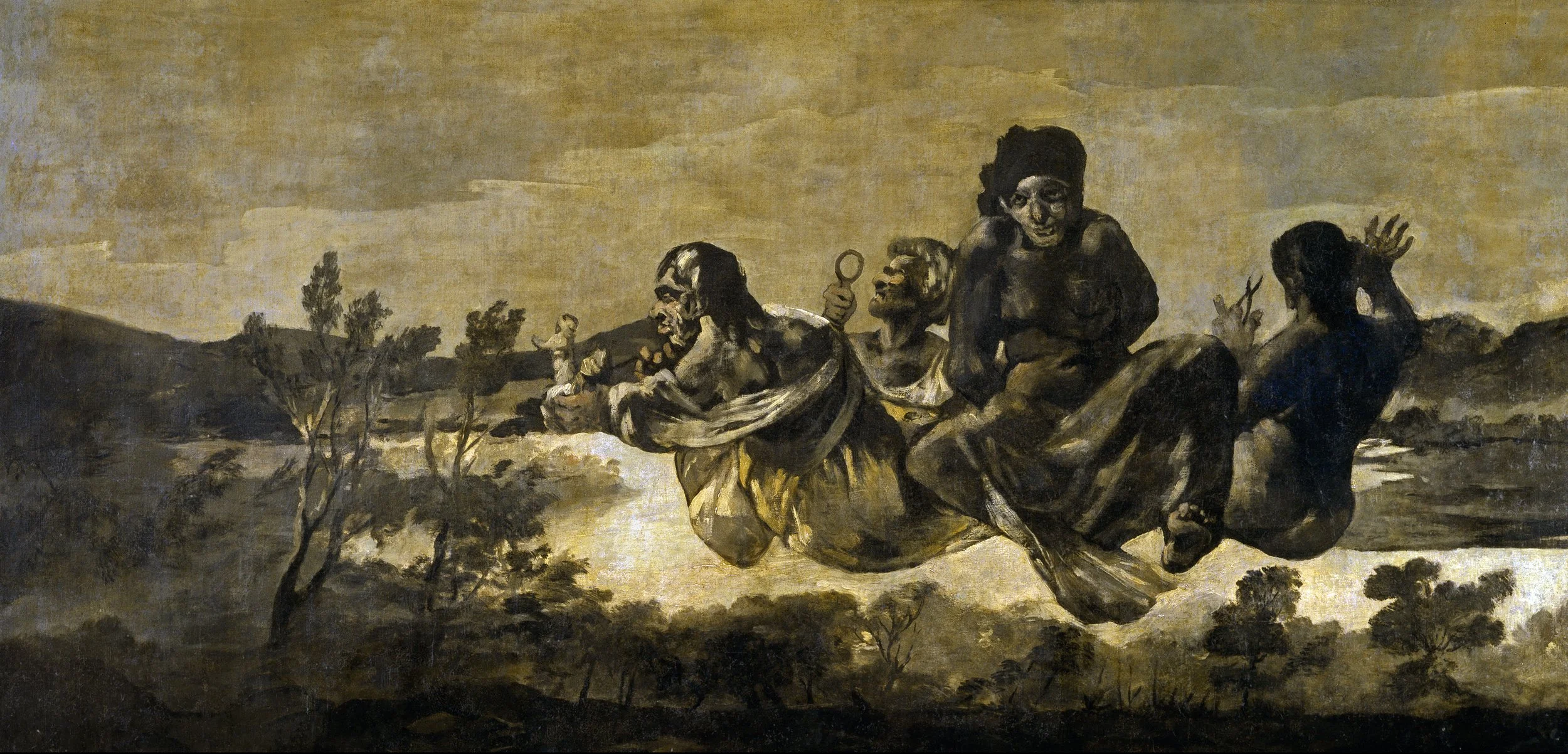 Historical reference · Francisco de Goya, Átropos / The Fates, 1820–1823. Museo Nacional del Prado, Madrid. Public-domain reproduction via Wikimedia Commons.
