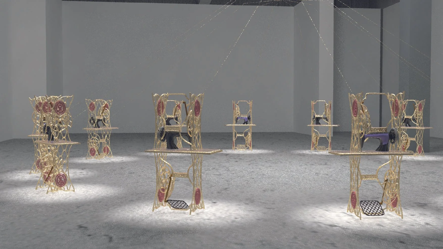 Hilo Vano · Thread and machine arrangement. Digital study, 2022.