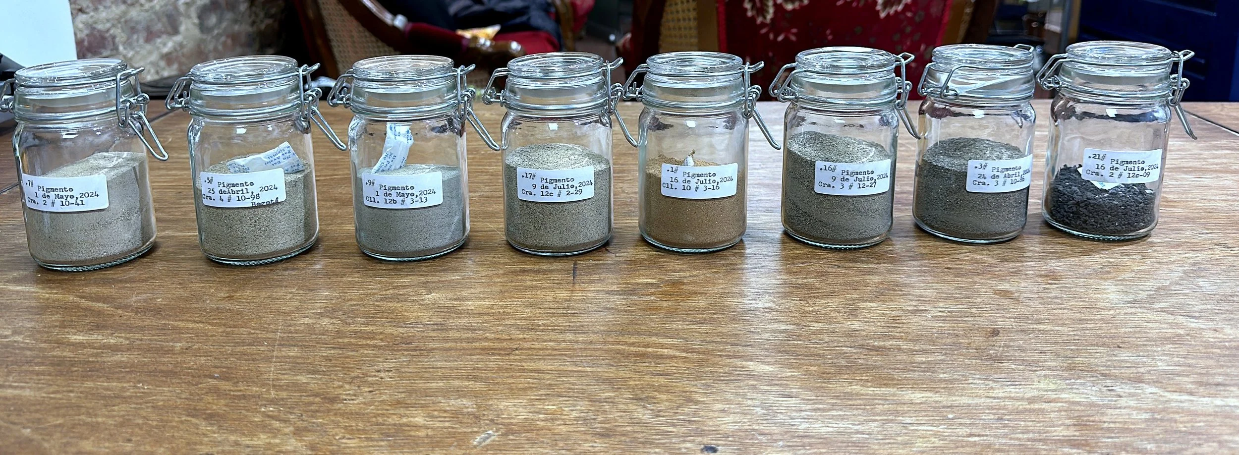 Material process · Dust collected and prepared as pigment · Bogotá, Colombia, 2024