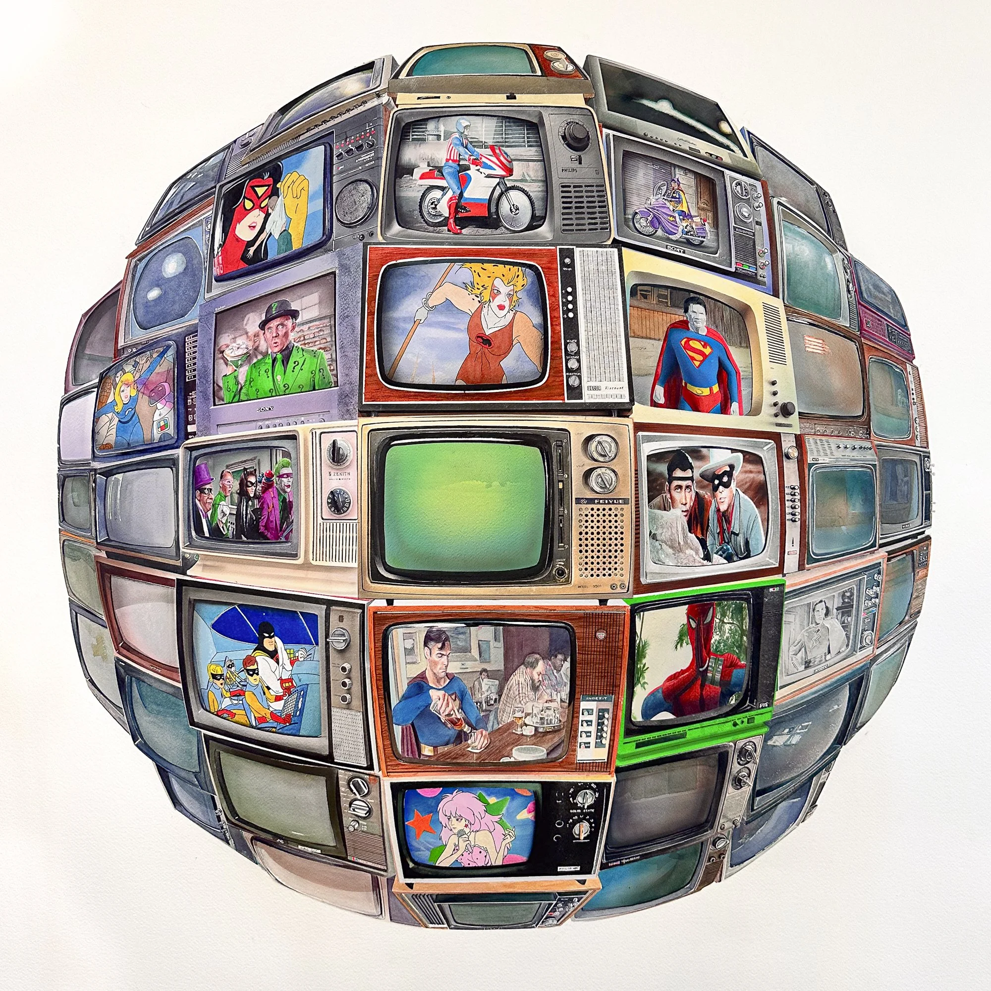 Panopticopias #9, 2025 · Watercolor on paper · 110 × 110 cm