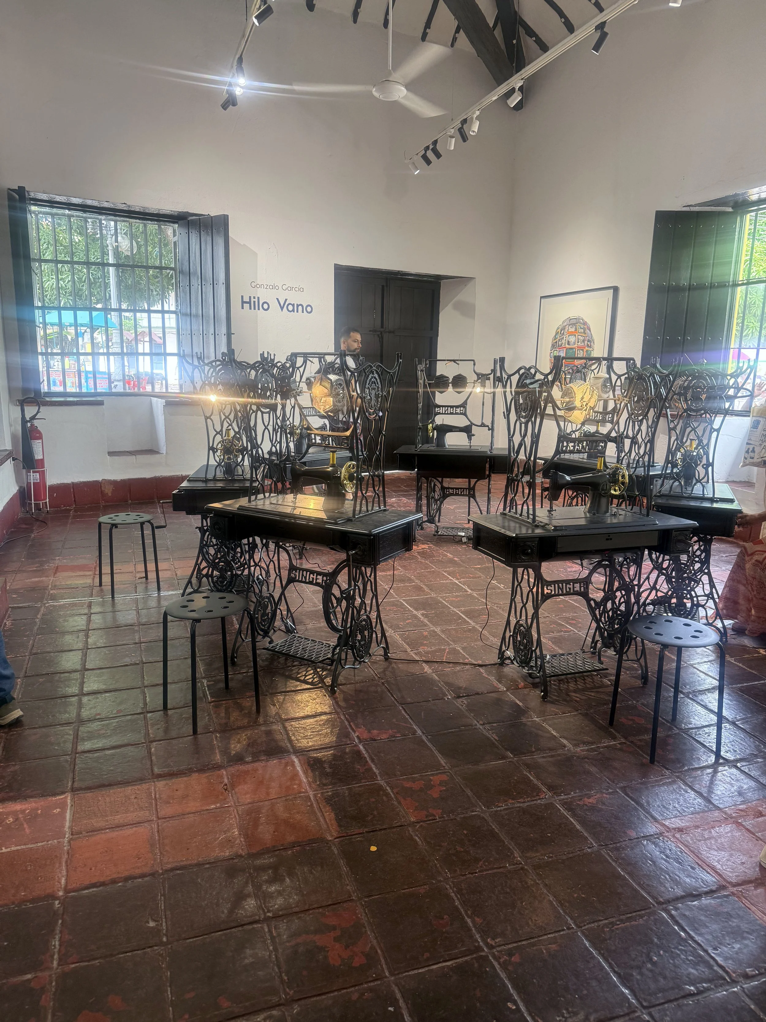 Hilo Vano · Frontal view of the machines and their arrangement in the room. Casa Museo Alfonso López Pumarejo, Honda, 7 June 2026.