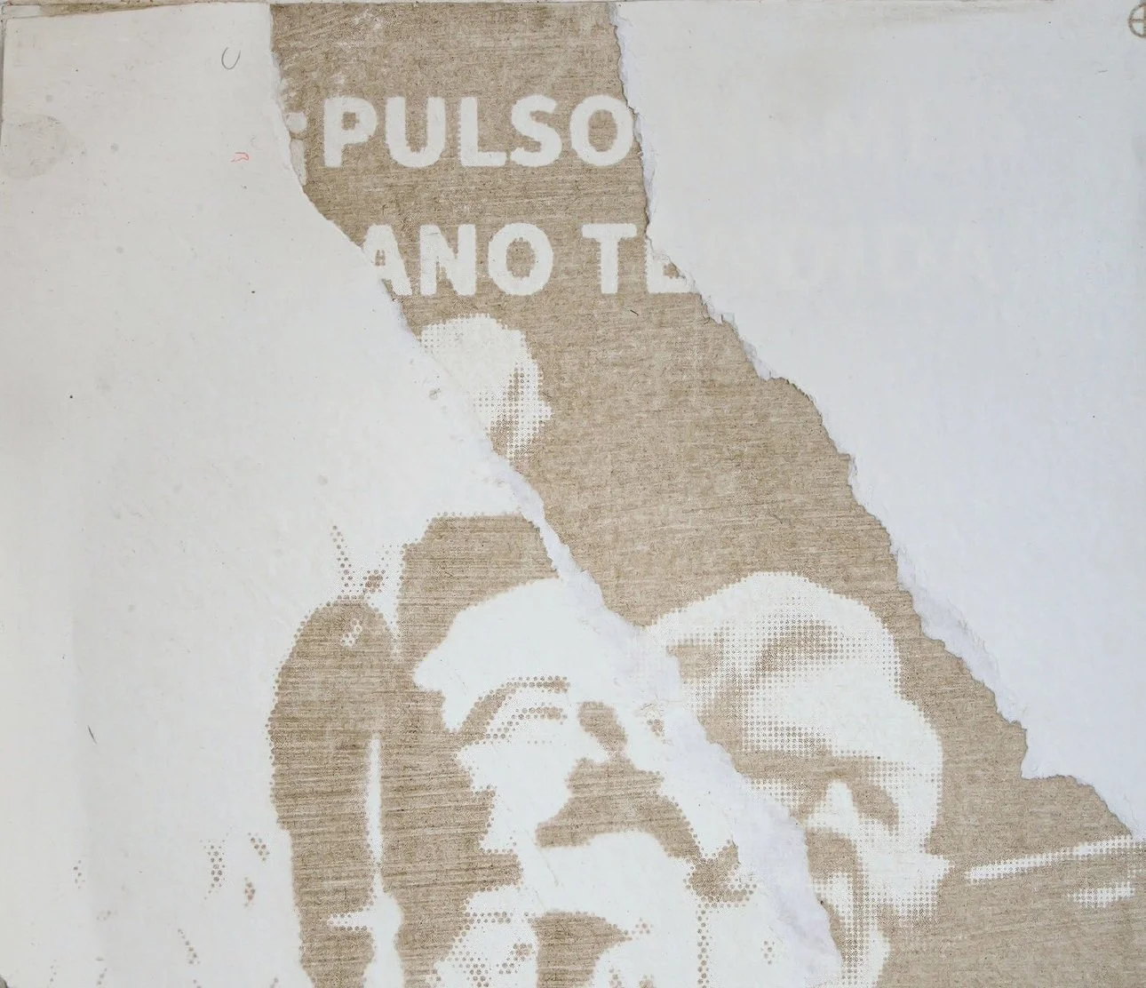 3 / 5
Mordiendo Polvo, 2024 · Virgilio Barco, presidential term 1986–1990 · Campaign slogan: “Pulso firme y mano tendida” · Gum bichromate print with collected dust, detail
