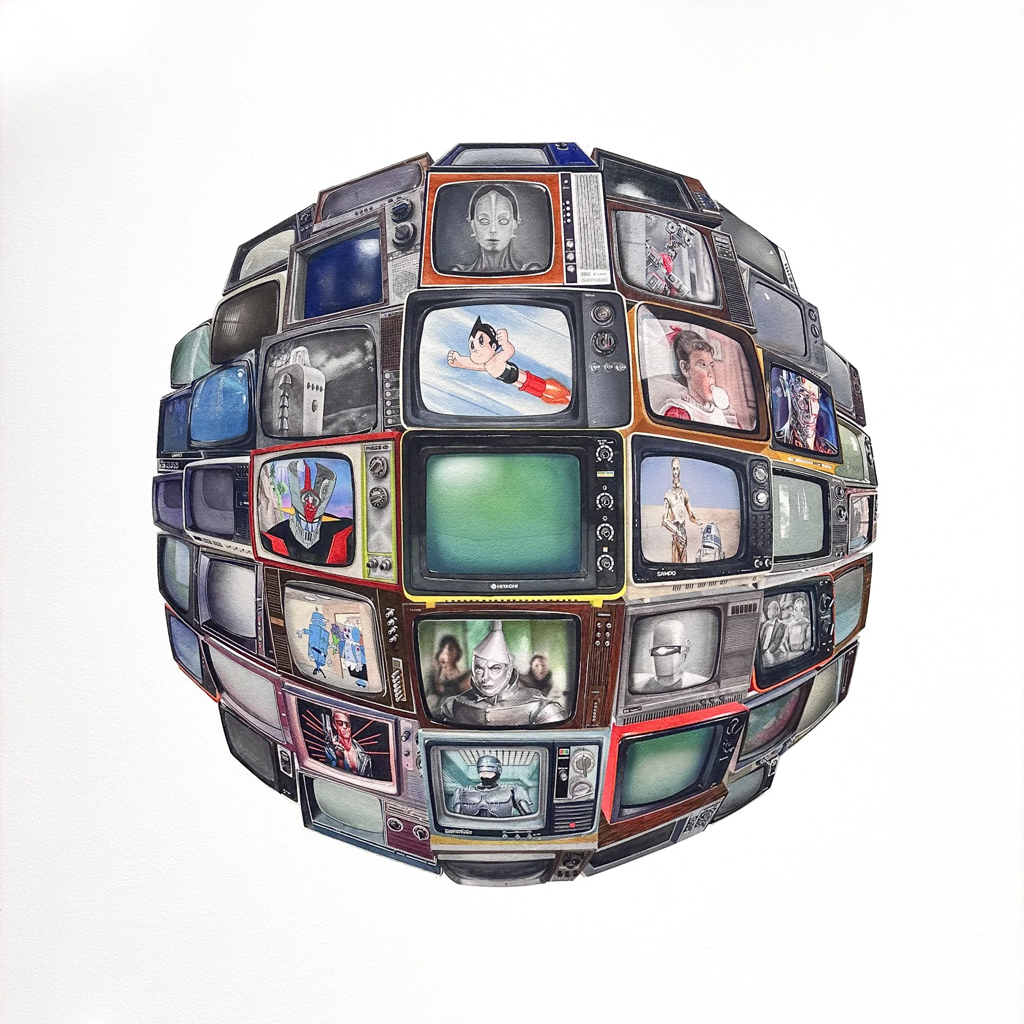 Panopticopias #10, 2025 · Watercolor on paper · 110 × 110 cm