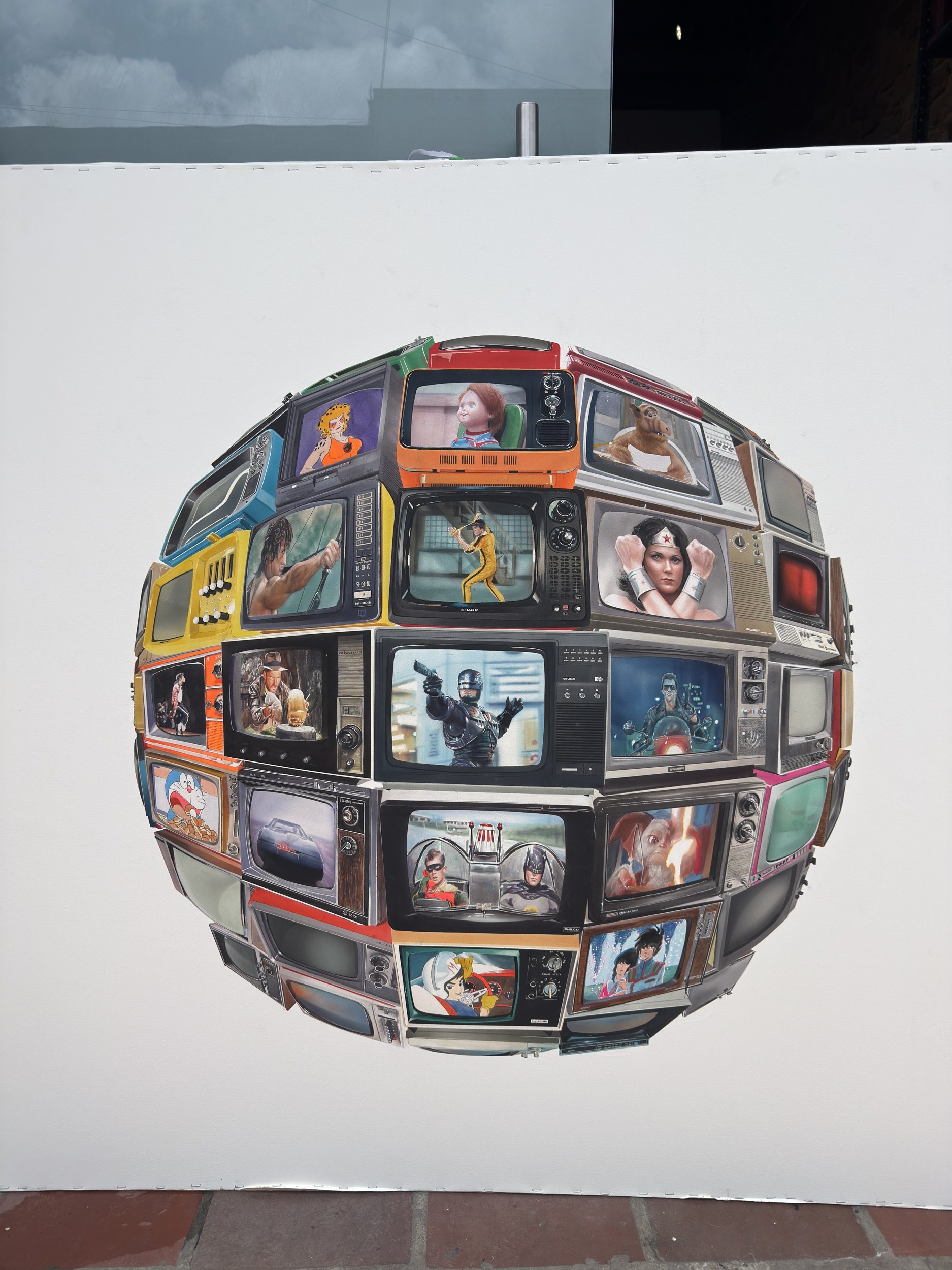 Panopticopias, 2026 · Watercolor on paper · 120 × 120 cm · Studio view