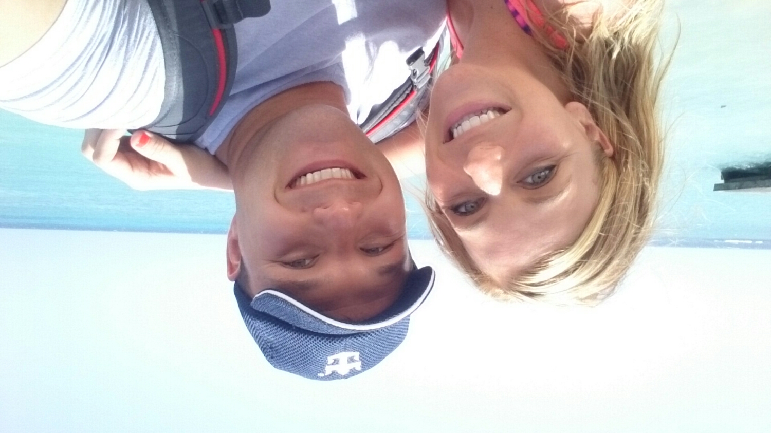 i don't have a computer, just the phone so I will adjust upside down images when we return! This was at lunch.