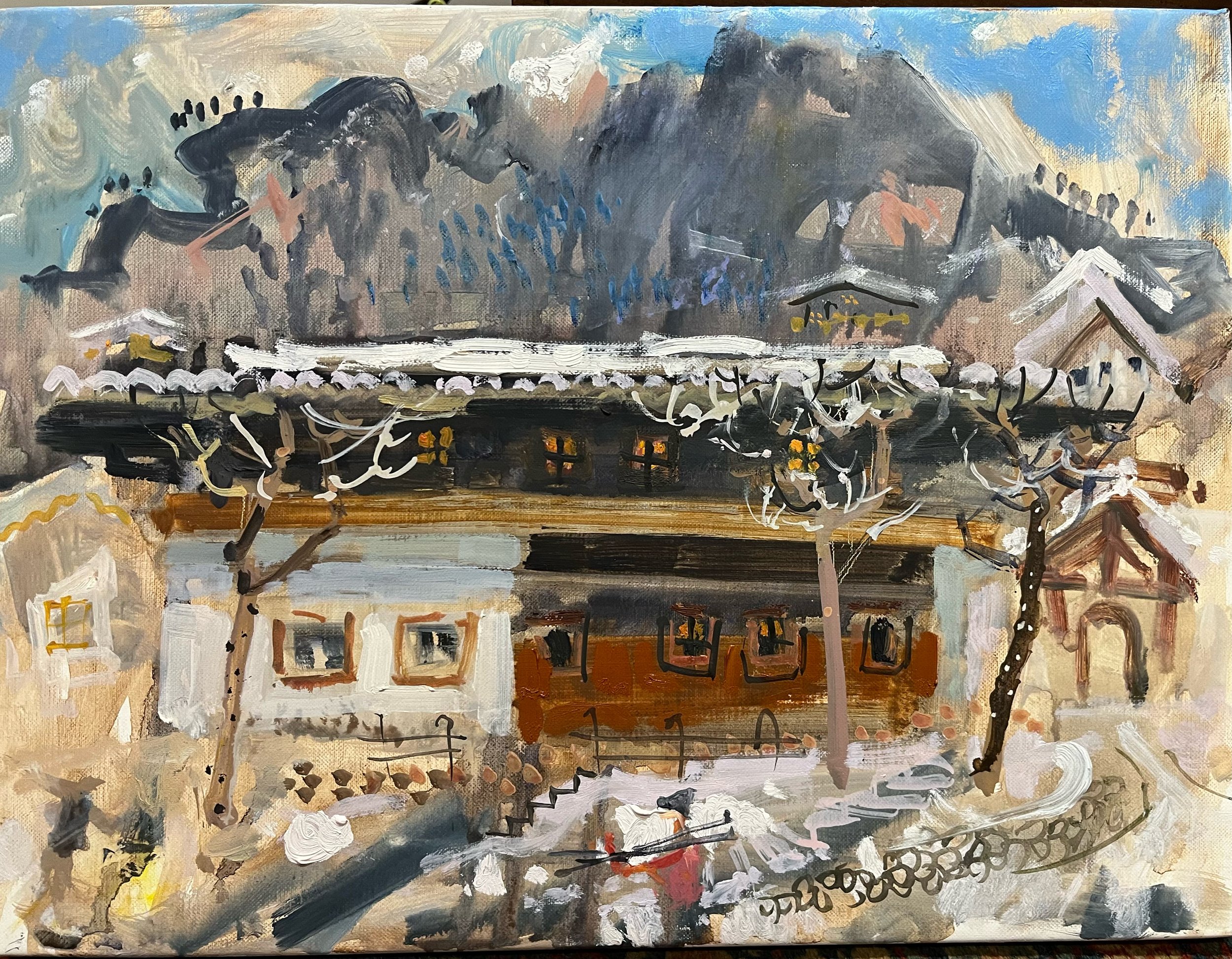 Snow study Alpbach 20x30cms oil on canvas