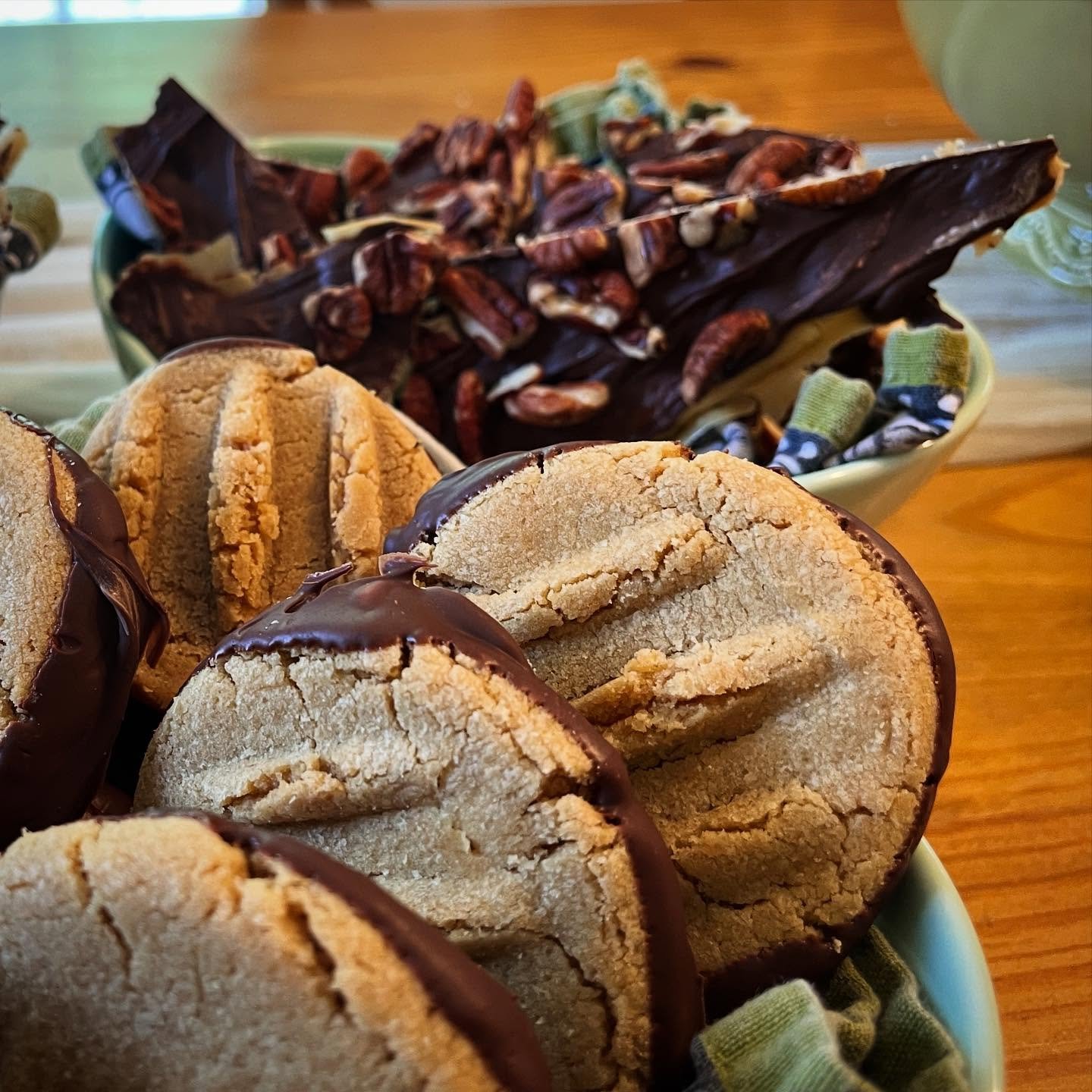 Men’s meeting ready at Hutto House. Toffee bark & chocolate dipped peanut butter cookies tonight! #pastorswifelife