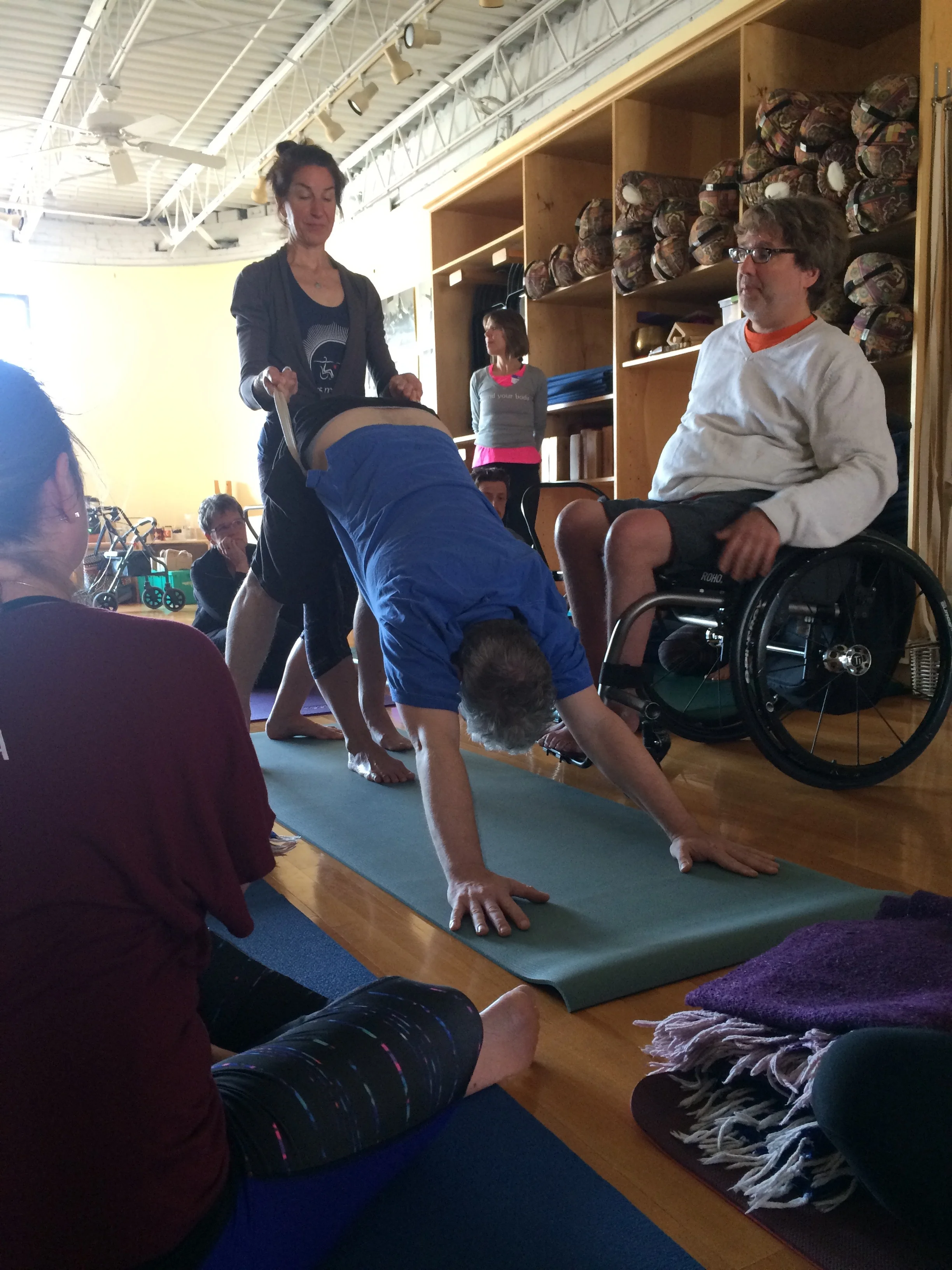 Assisting in Downward Facing Dog (Amy Samson-Burke, Assisting; Matthew Sanford, Instructing; Opening Yoga I/II Student), Mind Body Solutions - May 2016