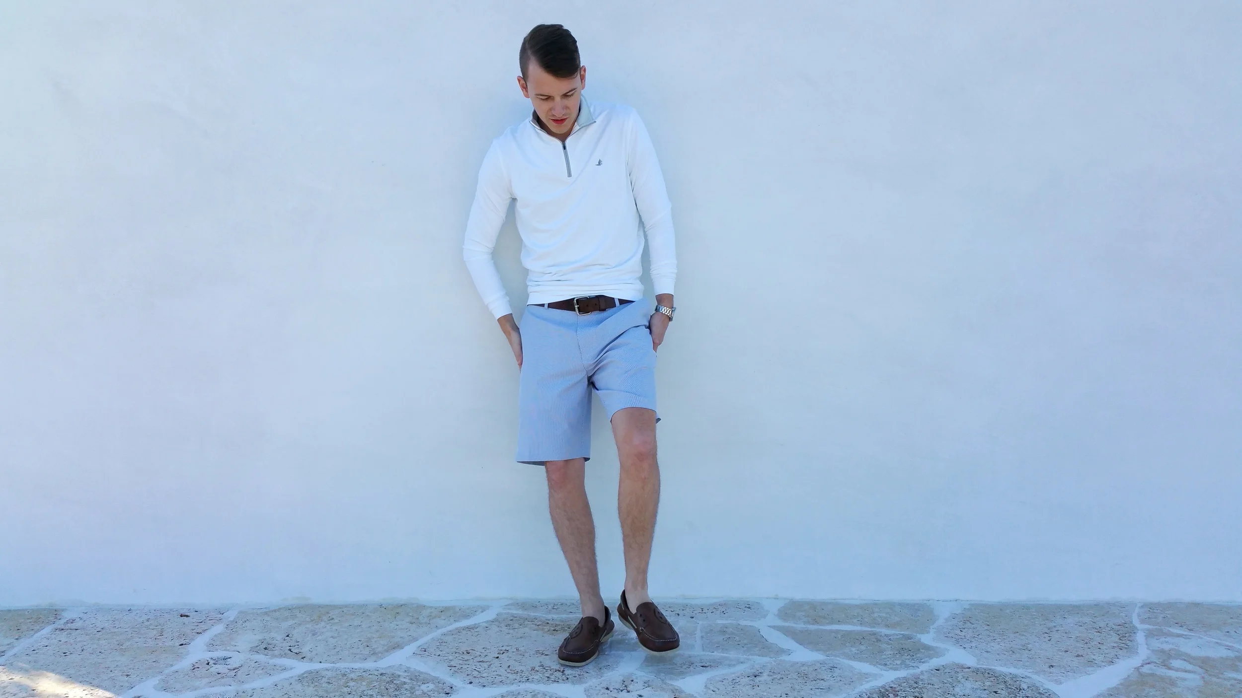 Adam is wearing Alys Beach logo popover & shorts - both by Peter Millar