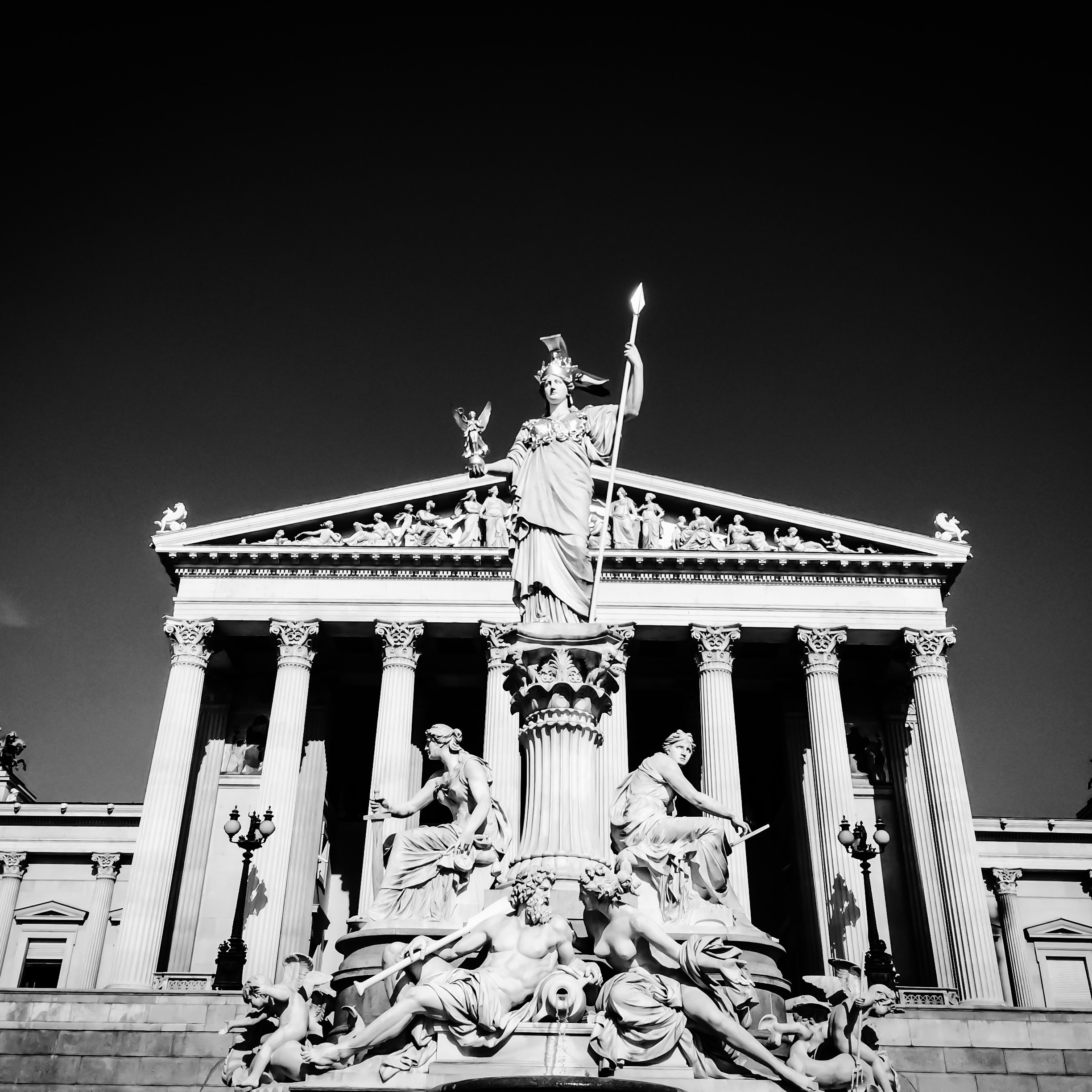 The Austrian Parliament with crooked lines