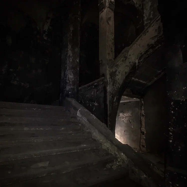 Totall dark stairway at Beelitz