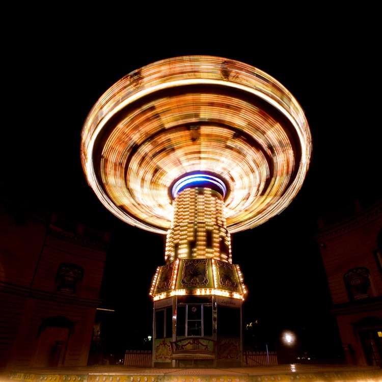 Long Exposure of a carousel ride photographed at night with iPhone and Slow Shutter Cam App
