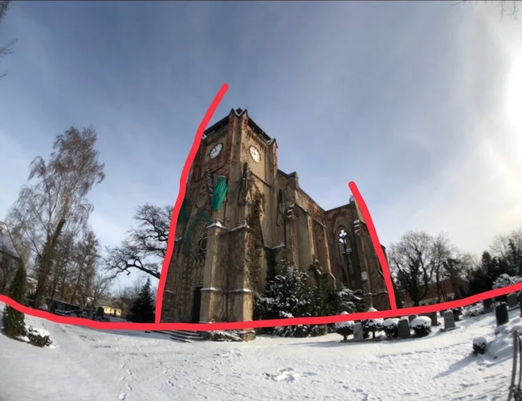 Bent lines at an abandoned church near Leipzig