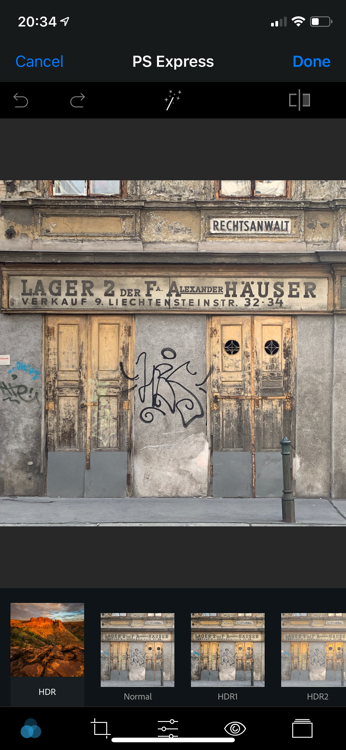 Adobe Photoshop Express looks (here: HDR looks)