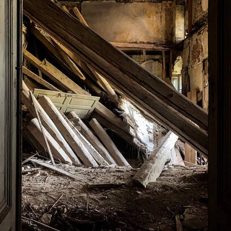 Collapsed area in abandoned castle in Lower Austria