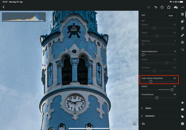 Color Noise fixed Lightroom Mobile