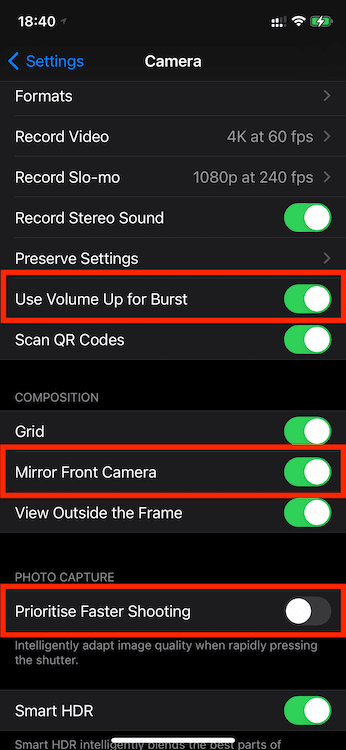 3 new iOS14 camera app settings