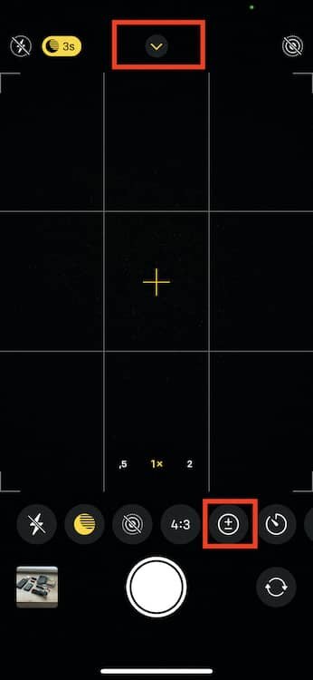 How to access exposure compensation in iOS14 camera app