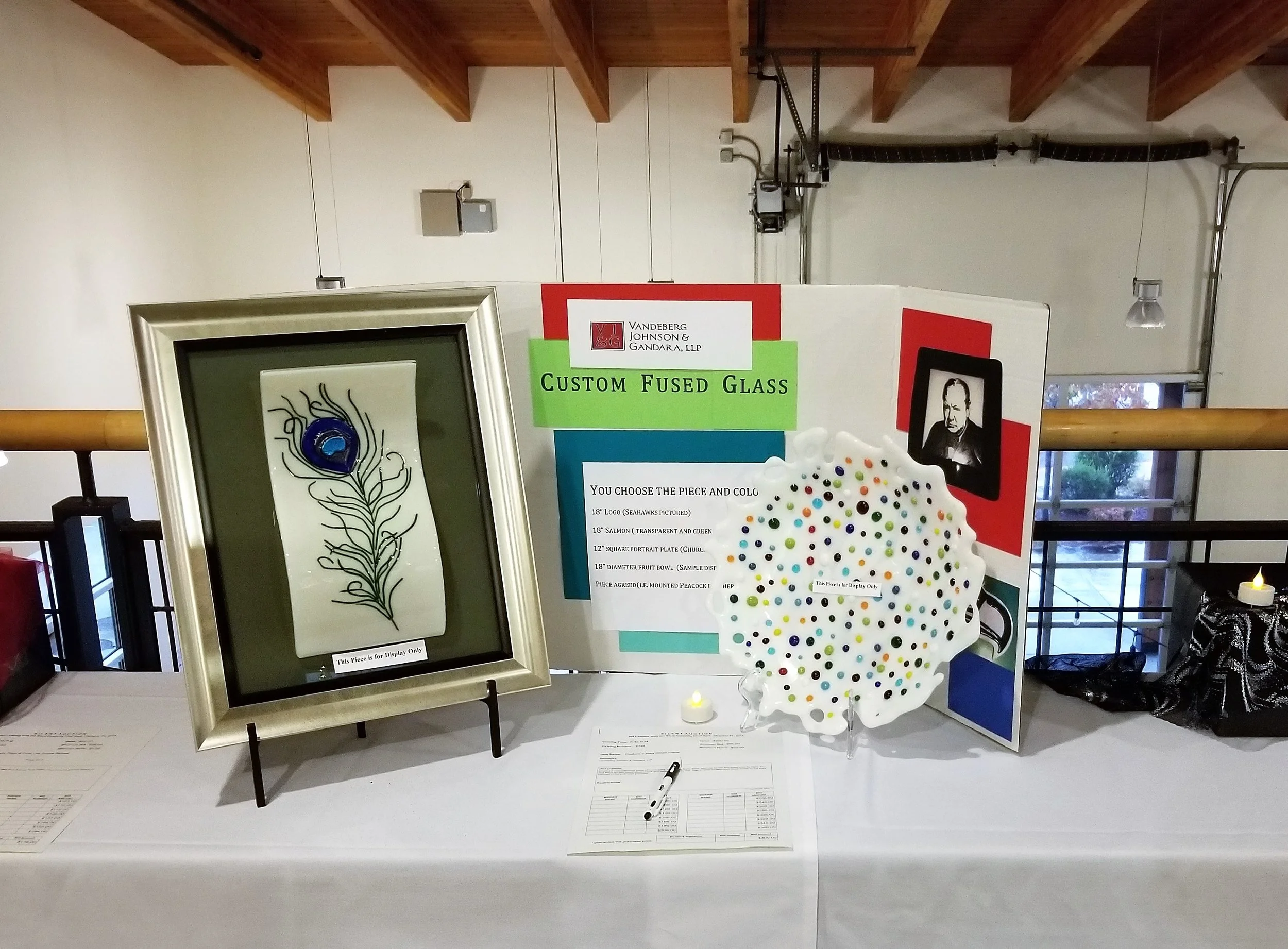 Kerry Brink donated her artistic talents to the silent auction by offering a custom infused glass art piece.