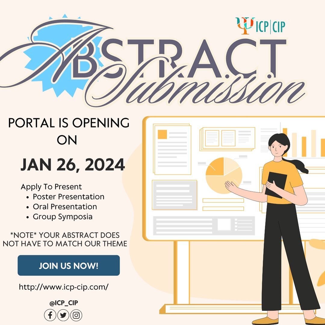 Submit your abstract starting January 26th, 2024 to apply to present a poster presentation, oral presentation, or a group symposium! Please note that your abstract does not need to match our theme. 

&mdash;&mdash;&mdash;&mdash;&mdash;&mdash;&mdash;&