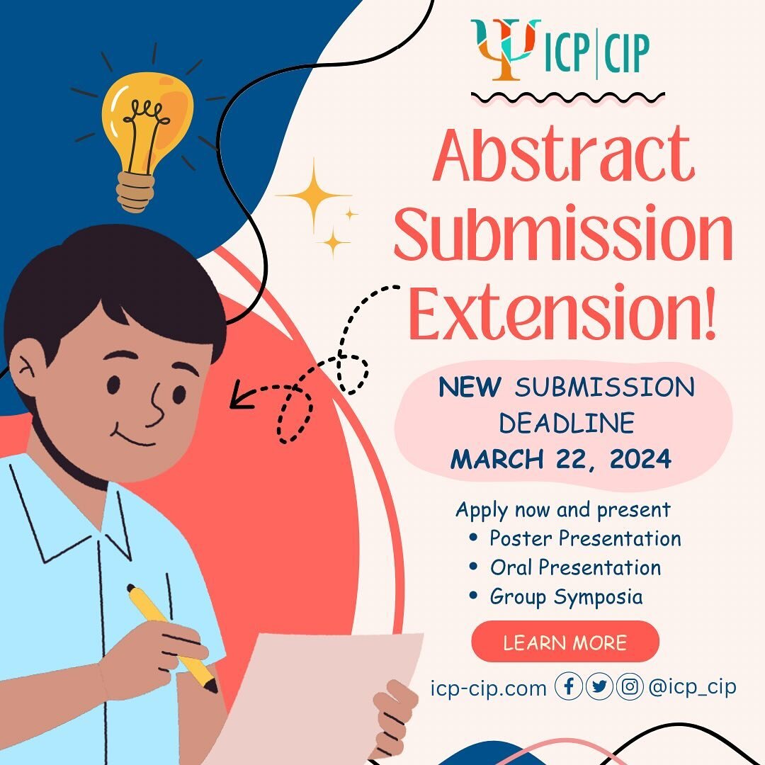 DEADLINE EXTENSION!
We have extended our abstract submission deadline! The portal will now be closing March 22nd, 2024. Submit your abstract to apply to present a poster presentation, oral presentation, or a group symposium. Link to submit in bio!

_