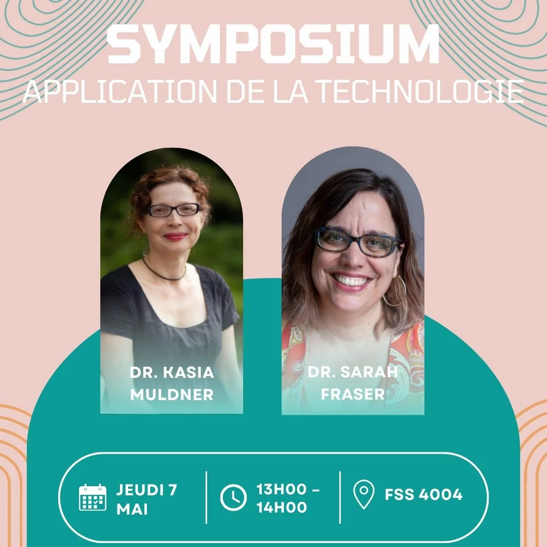 Come join Dr. Muldner and Dr. Fraser's symposium on the application of technology in psychology!
----
Participez au symposium de Dr. Muldner et Dr. Fraser sur l'application de la technologie en psychologie!