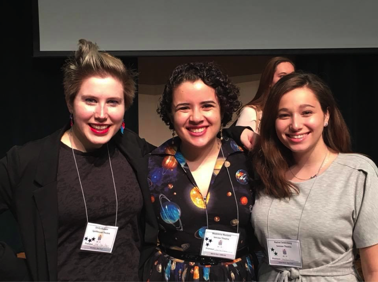 Emily Baldwin, Madeleine Rostami, and Rachel Seidenberg at AATE's annual symposium.