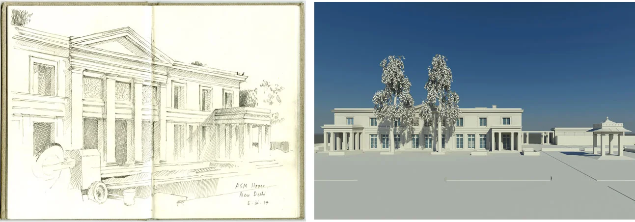 SKETCH AND MODEL OF NEW DEHLI HOME