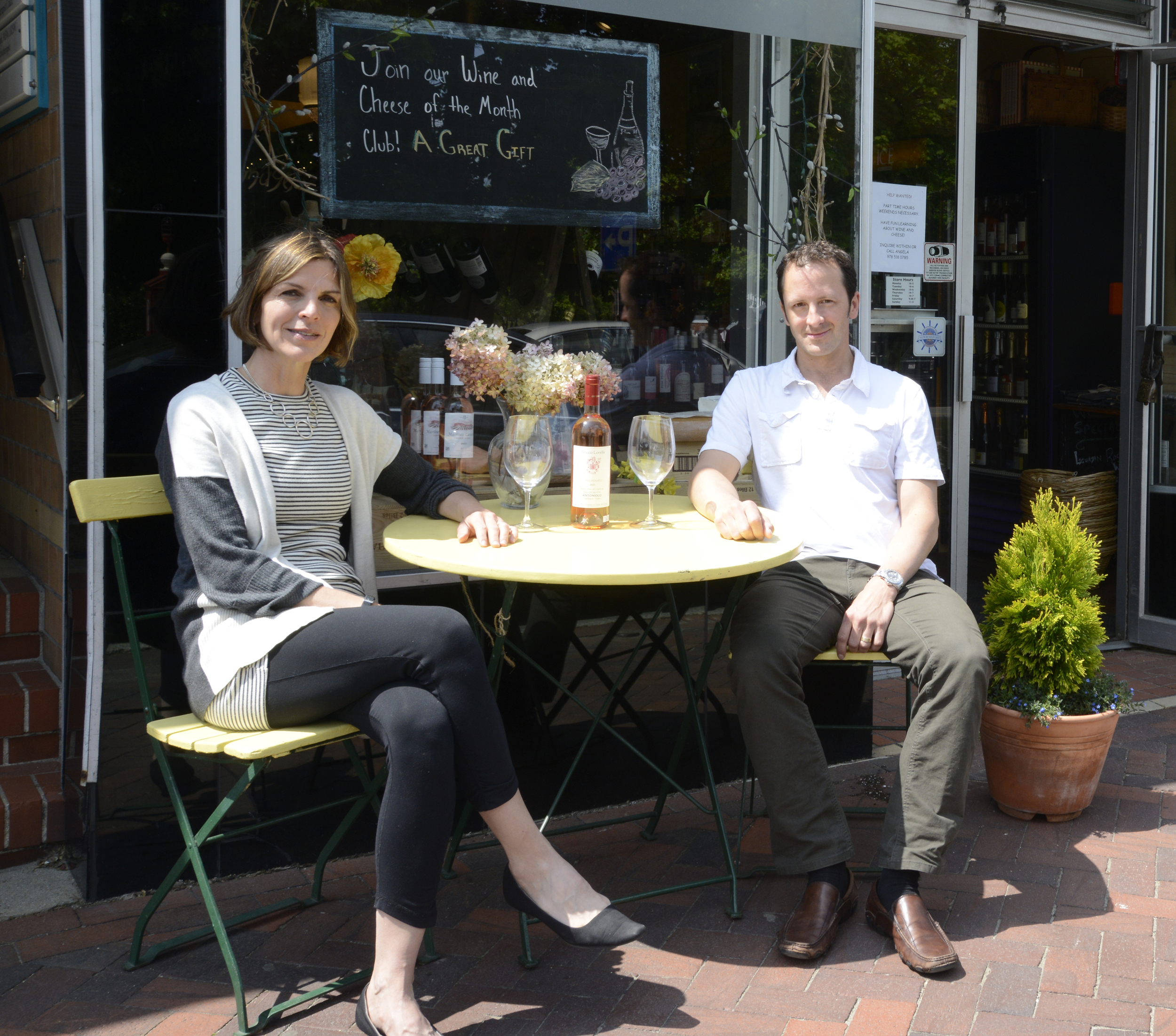 The Kirkpatricks enjoying a warm spring day at the shop