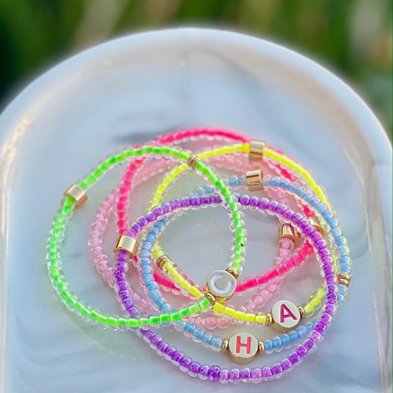 Charly Hillman Neon Disc Initial Bracelet - 3.jpg