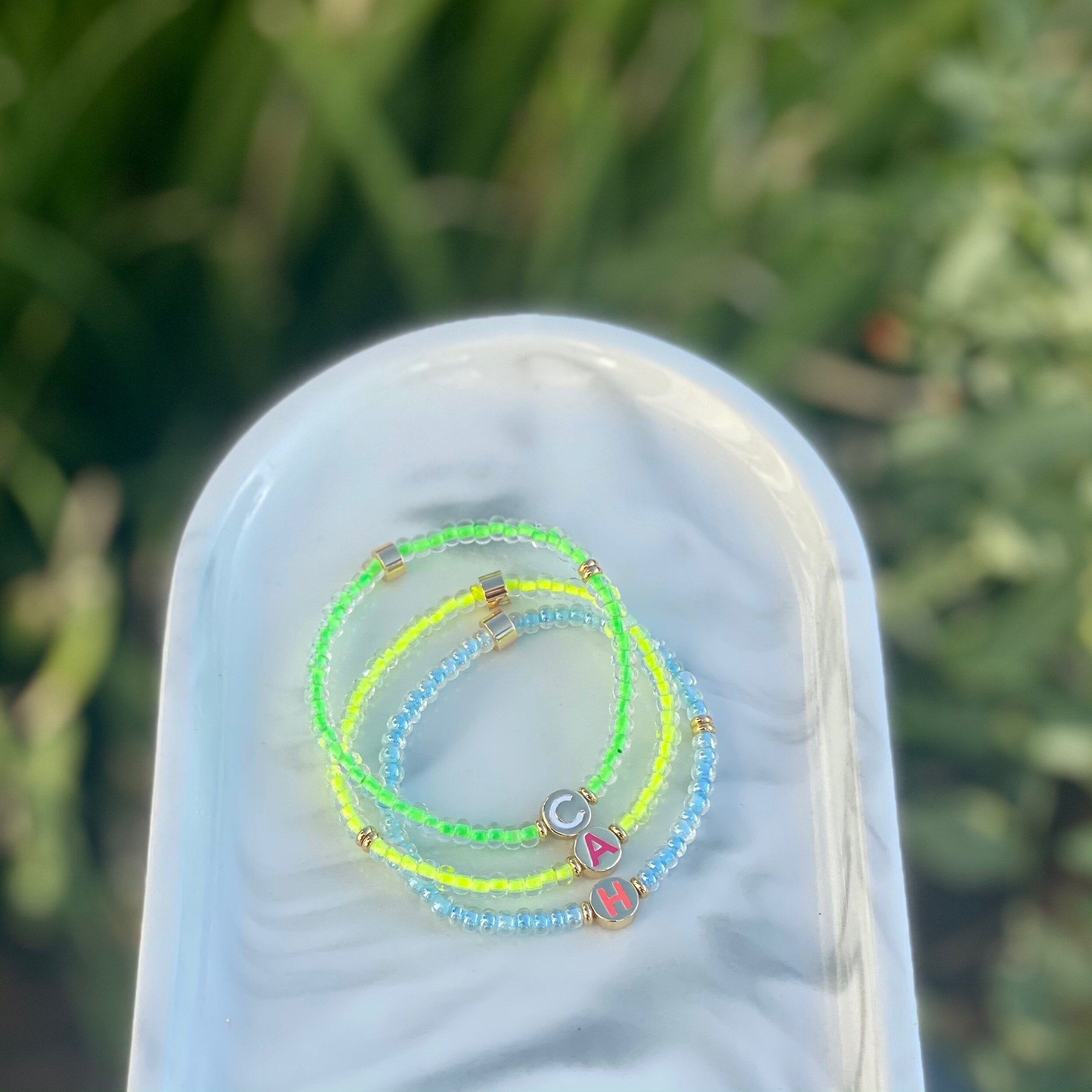 Charly Hillman Neon Disc Initial Bracelet - 1.jpg