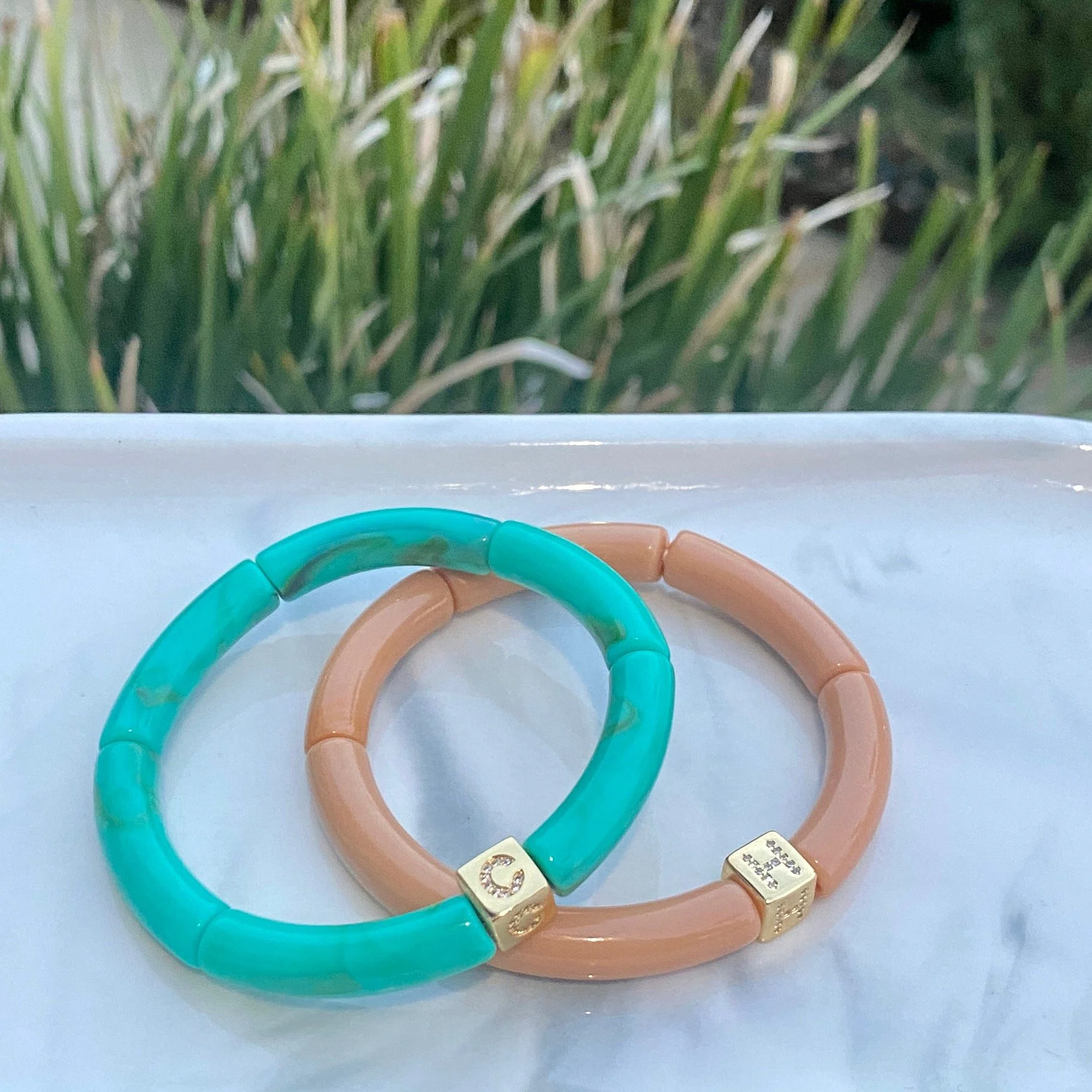 Charly Hillman 8mm Acrylic Bamboo Initial Bracelet  - 2.jpeg